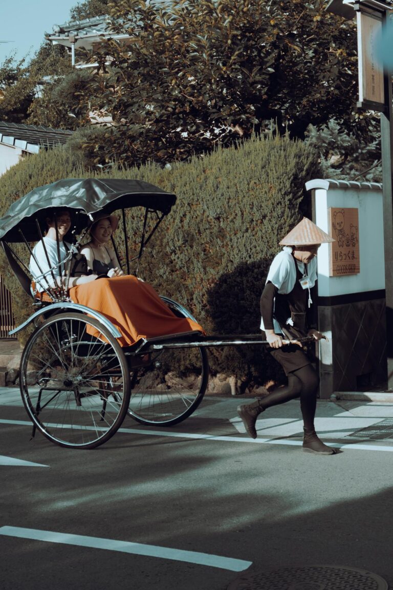 A traditional rickshaw ride through the historical streets of Kyoto, Japan.